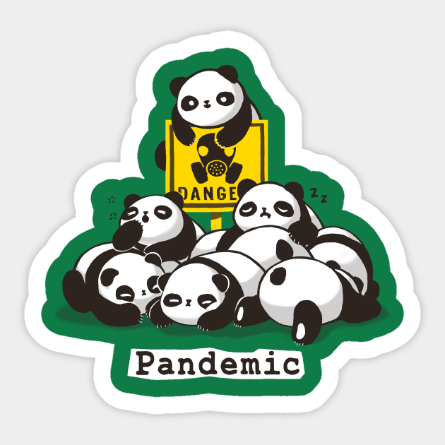 Pandemic Pun - Cute Panda Gang - Biohazard Danger Sign Sticker by BlancaVidal